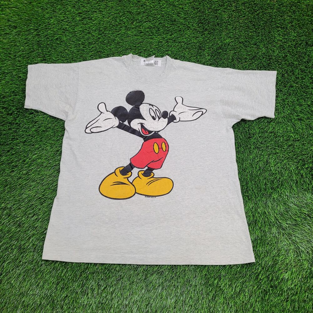 Vintage 90s Disney Mickey-Mouse Shirt L/XL 22x27 Crop USA
